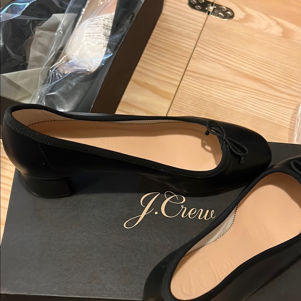 J. Crew Black Dress Shoes with Ornate Design and Low Heel